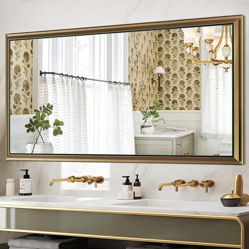 NicBex 72x36 Inch Bathroom Vanity Mirror, Aluminum Alloy Frame Wall Mounted Mirror for Bedroom Room, Dressing Room, Living Room, Hallway, Coffee Brown in Kuwait
