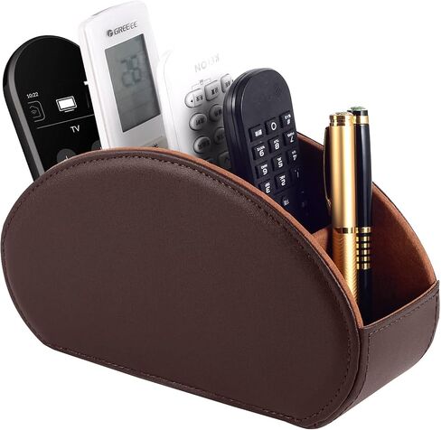 PU Leather Remote Control Holder 3 Slot Multifunctional Remote Control Storage Container/Caddy for TV Remote Phone Eyeglasses Desktop Organizer (Black) in Kuwait