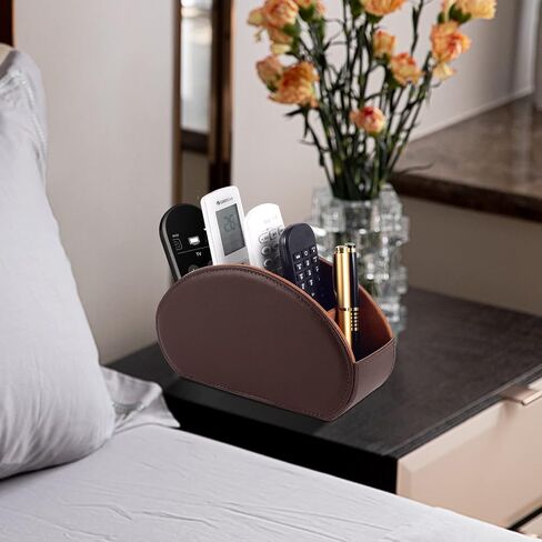 PU Leather Remote Control Holder 3 Slot Multifunctional Remote Control Storage Container/Caddy for TV Remote Phone Eyeglasses Desktop Organizer (Black) in Kuwait