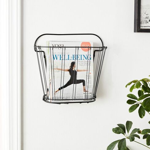 Spectrum Seville Magazine Rack (Black) - Standing Wire Storage for Desk, Office, Side Table, Bathroom, Files, Workspace, Books, Paper, & More in Kuwait