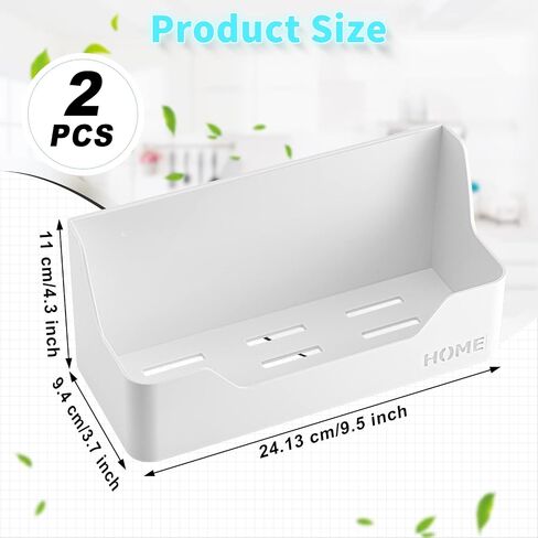 2 Pcs Bedside Shelf Organizer Plastic Storage Caddy Holder Self Adhesive Bedside Storage Organizer Wall Mounted Dorm Bed Shelf White Bedside Wall Shelf for Phone Glasses Remote in Dorm Room Bathroom in Saudi Arabia