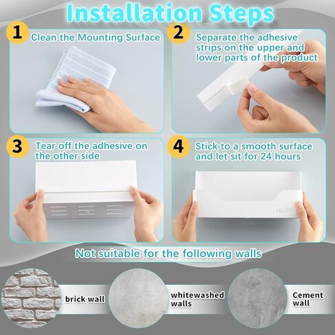 2 Pcs Bedside Shelf Organizer Plastic Storage Caddy Holder Self Adhesive Bedside Storage Organizer Wall Mounted Dorm Bed Shelf White Bedside Wall Shelf for Phone Glasses Remote in Dorm Room Bathroom in Saudi Arabia
