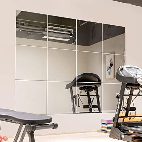 مرايا Murrey Home Gym مقاس 12 بوصة مربعة مثبتة على الحائط، بلاط مرآة بدون إطار لصينية شموع السقف والجدار قطع مركزية للطاولة، مجموعة من 4، 2 مم in Kuwait