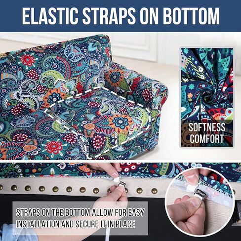 hyha Couch Cover, Floral Pattern, Stretch, Printed, 4 Pieces, Sofa Slipcovers, for 3 Separate Cushion Couch, Washable Furniture Protector for Dogs (Sofa, Vintage Flower) in Saudi Arabia