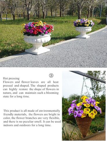 QIANYUN Artificial Pansies viola Faux Pansies Fake Flowers Pansy Small Wild Flower Daisy (9Pcs White Blue Purple) in Kuwait