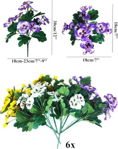 QIANYUN Artificial Pansies viola Faux Pansies Fake Flowers Pansy Small Wild Flower Daisy (9Pcs White Blue Purple) in Kuwait
