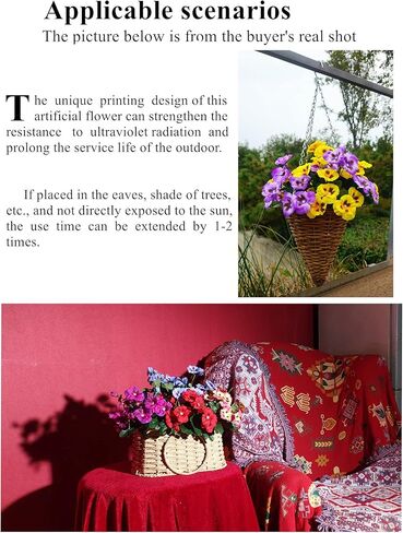 QIANYUN Artificial Pansies viola Faux Pansies Fake Flowers Pansy Small Wild Flower Daisy (9Pcs White Blue Purple) in Kuwait