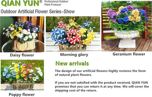 QIANYUN Artificial Pansies viola Faux Pansies Fake Flowers Pansy Small Wild Flower Daisy (9Pcs White Blue Purple) in Kuwait