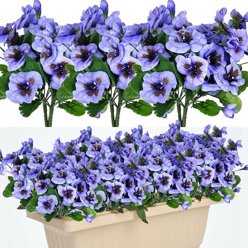 QIANYUN Artificial Pansies viola Faux Pansies Fake Flowers Pansy Small Wild Flower Daisy (9Pcs White Blue Purple) in Kuwait