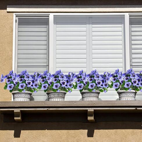 QIANYUN Artificial Pansies viola Faux Pansies Fake Flowers Pansy Small Wild Flower Daisy (9Pcs White Blue Purple) in Kuwait