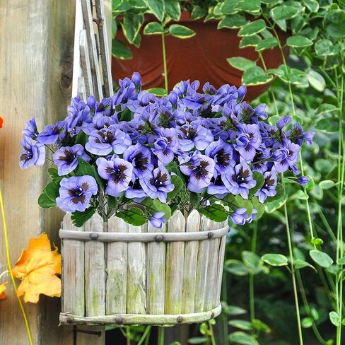 QIANYUN Artificial Pansies viola Faux Pansies Fake Flowers Pansy Small Wild Flower Daisy (9Pcs White Blue Purple) in Kuwait
