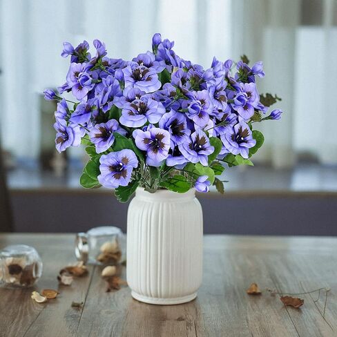 QIANYUN Artificial Pansies viola Faux Pansies Fake Flowers Pansy Small Wild Flower Daisy (9Pcs White Blue Purple) in Kuwait