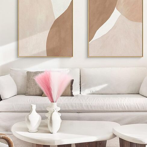 Veneloo Pampas Grass برتقالي وردي ديكور 6 قطع، فو ملون Pampas Grass 17.7 بوصة عشب صناعي قصير أبهى لبوهو صغير زهرية حشو المنزل حفل زفاف عيد ميلاد ديكور المشمش الوردي in Kuwait