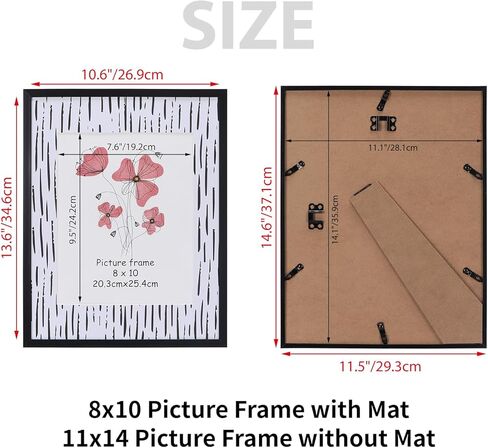 إطار صورة Calenzana أسود مقاس 11 × 14 للجدار والطاولة، مجموعة مكونة من 3 قطع، إطار صورة مقاس 8 × 10 مع حصيرة لغرفة النوم وغرفة المعيشة وديكور المكتب in Kuwait