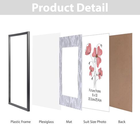 إطار صورة Calenzana أسود مقاس 11 × 14 للجدار والطاولة، مجموعة مكونة من 3 قطع، إطار صورة مقاس 8 × 10 مع حصيرة لغرفة النوم وغرفة المعيشة وديكور المكتب in Kuwait