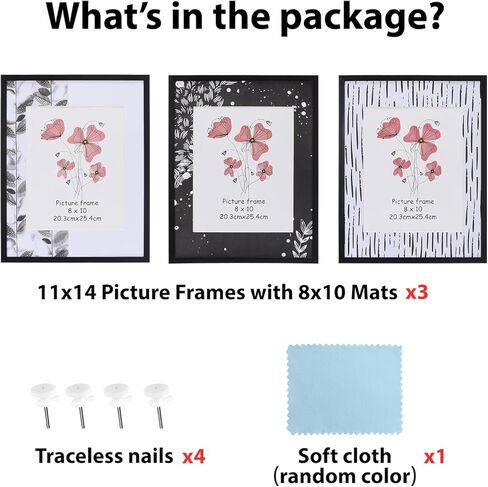 إطار صورة Calenzana أسود مقاس 11 × 14 للجدار والطاولة، مجموعة مكونة من 3 قطع، إطار صورة مقاس 8 × 10 مع حصيرة لغرفة النوم وغرفة المعيشة وديكور المكتب in Kuwait