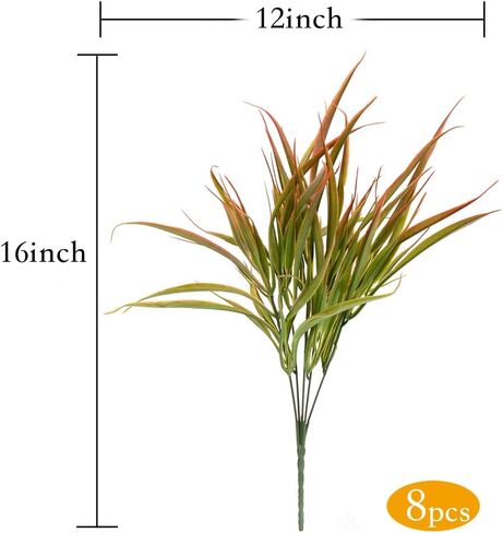 DVGUN 8 Bundles Artificial Grass Plants Fake Bushes Artificial Shrubs Wheat Grass Greenery for Autumn House Plastic Outdoor UV Resistant Faux Grass in Kuwait