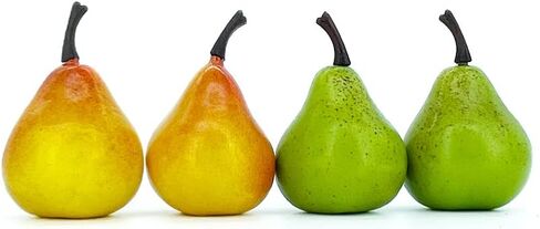 Tenorbass الكمثرى الاصطناعية وهمية، الفواكه وهمية الكمثرى الخضراء فواكه الكمثرى الصفراء فواكه صغيرة لتزيين المنزل المطبخ - 1 كمثرى خضراء + 1 كمثرى صفراء + 15 كمثرى خضراء صغيرة + 15 كمثرى صفراء صغيرة in Kuwait