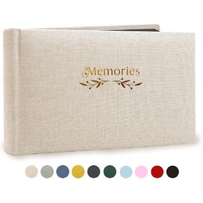 Holoary Small 4x6 Photo Album, Linen Hard Cover, Holds 50 Photos, Black Page Traditional Book Bound, Mini Brag Book Baby Album, Ideal For Wedding, Family Pictures, Gifts, Anniversary (Beige)