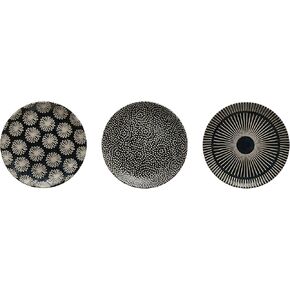 Creative Co-Op Small Stoneware (Set of 3 Patterns) Bowls, Navy in Kuwait