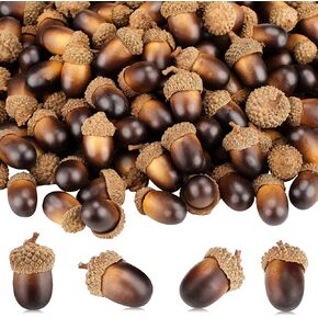 Syhood 300 Pieces Artificial Acorn Decor Fake Nutty Craft Acorns Acorn with Natural Acorn Cap Fruit Props Simulation Mini Acorns for Fall Home Kitchen Decor Autumn Thanksgiving Wedding (Dark Brown) in Saudi Arabia