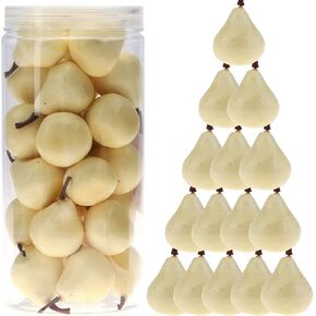 27 PCS Artificial Lifelike Mini Pears Fake Realistic Plastic Fruits PET Bottle Package Faux Props Decoration Party Home Thanksgiving Christmas
