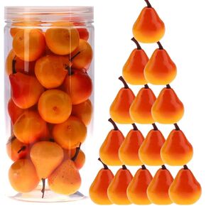 27 PCS Artificial Lifelike Mini Pears Fake Realistic Plastic Fruits PET Bottle Package Faux Props Decoration Party Home Thanksgiving Christmas in Saudi Arabia