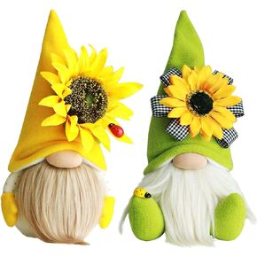Sunflower Gnomes Spring Summer Plush Dolls Gnome Decorations Cute Swedish Tomte Nisse Ornaments for Home Tiered Tray Party Decor, Set of 2 in Kuwait