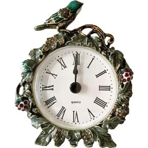 Vintage Mini Analog Table Clock, Silent Small Table Clock with Hand-Painted Metal Body and Battery Operated Non-Ticking Clock Core for Shelf, Bedroom, Bedside, Desk, Gift Clock in Saudi Arabia