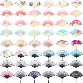 Roowest Handheld Floral Folding Fan Folding Hand Fans for Women Chinese Fans Folding Fan Foldable Fan Folded Fan for Wedding Dancing Party (48 Pieces) in Kuwait