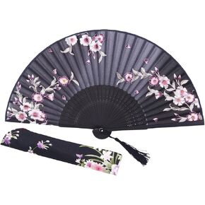 Amajiji® Charming Elegant Modern Woman Handmade Bamboo Silk 8.27" (21cm) Folding Pocket Purse Hand Fan (AM-01) in Kuwait