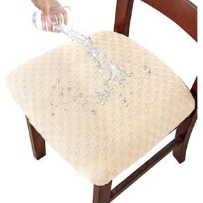 Waterproof Seat Covers for Dining Room Chairs Covers Dining Chair Cover Kitchen Chair Covers Jacquard Dining Room Chair Seat Covers (4, Black)