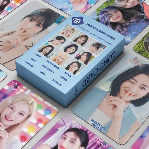 FOURBOM 55pcs Twice Photocard TWICE 2023 SEASON'SGREETING LOMO بطاقات مرتين بطاقات الألبوم KPOP Twice Album Cards TWICE 2023 SEASON'SGREETING صور بطاقات مجموعة بطاقات الصور مرتين in Kuwait