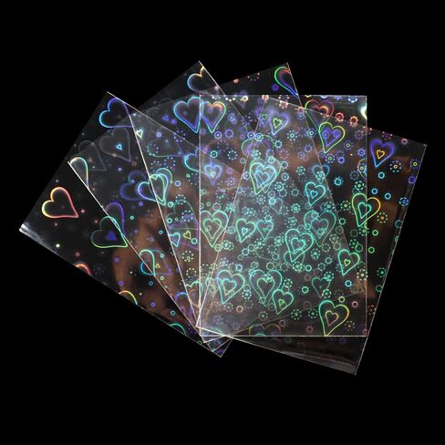 100 قطعة من أكمام البطاقات الوامضة بالليزر، أغلفة قلوب لامعة Kpop Photocard (58 × 89 مم، قلوب) in Kuwait