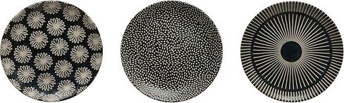 Creative Co-Op Small Stoneware (Set of 3 Patterns) Bowls, Navy in Kuwait