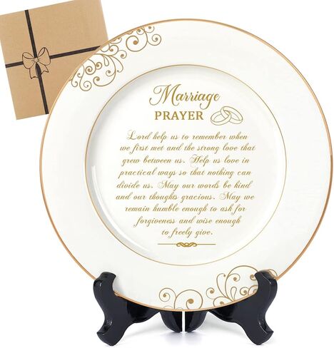 Vastsea Anniversary Wedding Gifts for Couples 2023 Unique-Marriage Plate with 24k Gold Foil-Marriage Gifts for Parents Wife Husband,Engagement Gift Ideas,9 Inch Plate with Stand in Kuwait