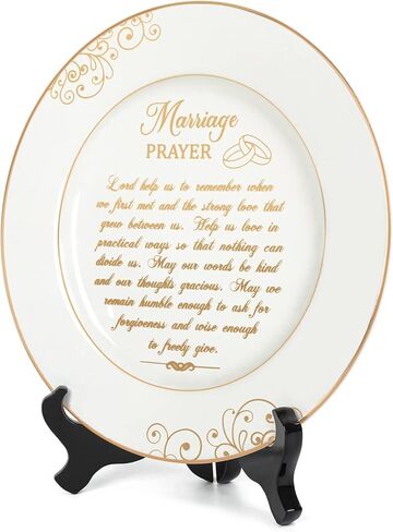 Vastsea Anniversary Wedding Gifts for Couples 2023 Unique-Marriage Plate with 24k Gold Foil-Marriage Gifts for Parents Wife Husband,Engagement Gift Ideas,9 Inch Plate with Stand in Kuwait
