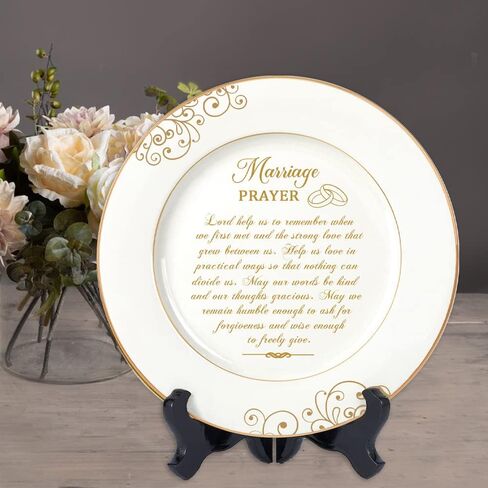 Vastsea Anniversary Wedding Gifts for Couples 2023 Unique-Marriage Plate with 24k Gold Foil-Marriage Gifts for Parents Wife Husband,Engagement Gift Ideas,9 Inch Plate with Stand in Kuwait