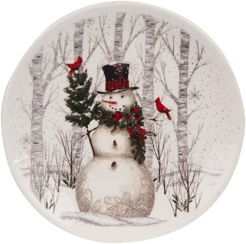 Ganz MX181402 Snowman Snack Plate, 7.88-inch Diameter, Dolomite, Set of 4 in Saudi Arabia