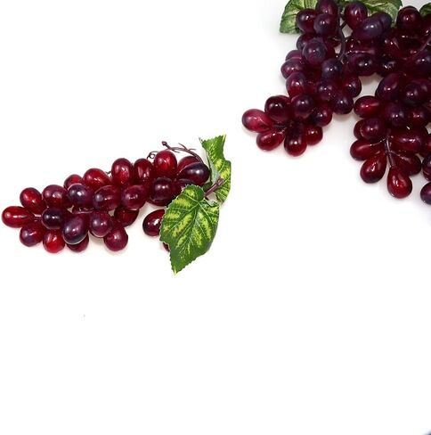 4 قطع PsajfzZ من عنب صناعي نابض بالحياة لتزيين حفلات الزفاف والعنب الاصطناعي والعنب الأحمر في الأرجواني لتزيين المطبخ التصوير الفوتوغرافي (أحمر) in Kuwait