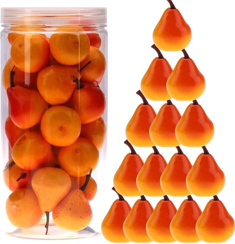 27 PCS Artificial Lifelike Mini Pears Fake Realistic Plastic Fruits PET Bottle Package Faux Props Decoration Party Home Thanksgiving Christmas in Kuwait