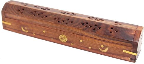 مبخرة تابوت خشبي من Govinda® - شجرة الحياة مقاس 12 بوصة - مطعمة بالنحاس - حجرة تخزين in Kuwait