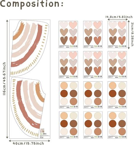 funlife Large Boho Blue Rainbow Wall Decals Peel and Stick, Boho Sun Wall Decal Watercolor Clouds Wall Sticker for Boys Bedroom Decor, Kids Nursery Room Sunrise Playroom Wall Art Decor Decal in Kuwait