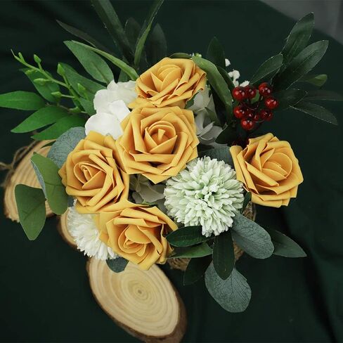 MACTING 30PCS Artificial Flower Roses, Fake Flowers with Stem, Real Touch Foam Roses for Wedding Kissing Ball Corsage Party Baby Shower Home Halloween Decorations(Black and White) in Kuwait