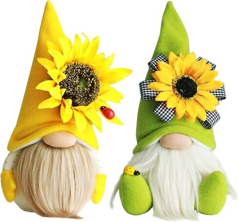 Sunflower Gnomes Spring Summer Plush Dolls Gnome Decorations Cute Swedish Tomte Nisse Ornaments for Home Tiered Tray Party Decor, Set of 2 in Kuwait