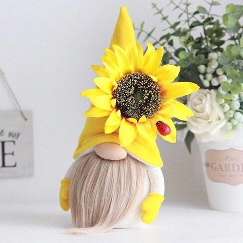 Sunflower Gnomes Spring Summer Plush Dolls Gnome Decorations Cute Swedish Tomte Nisse Ornaments for Home Tiered Tray Party Decor, Set of 2 in Kuwait
