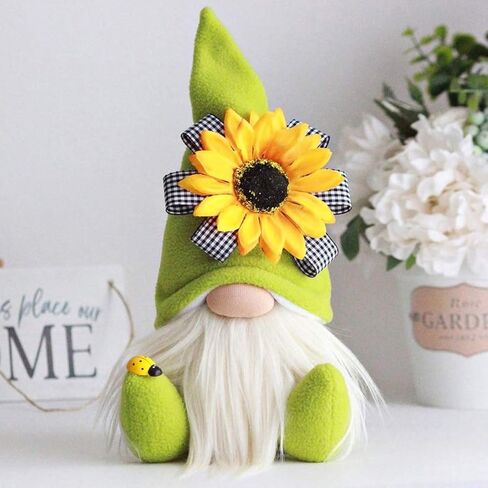 Sunflower Gnomes Spring Summer Plush Dolls Gnome Decorations Cute Swedish Tomte Nisse Ornaments for Home Tiered Tray Party Decor, Set of 2 in Kuwait