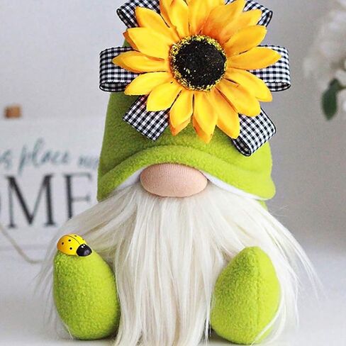 Sunflower Gnomes Spring Summer Plush Dolls Gnome Decorations Cute Swedish Tomte Nisse Ornaments for Home Tiered Tray Party Decor, Set of 2 in Kuwait