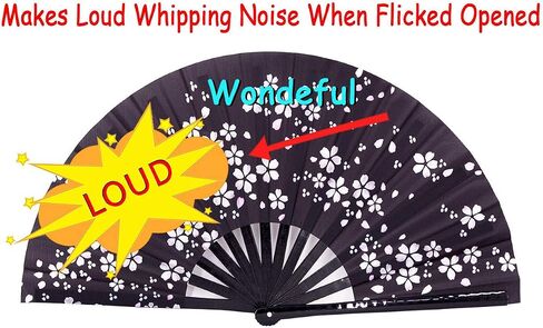 Amajiji Large Hand Folding Fans, 13 Inch Bamboo Rave Festival Folding Fan for Women and Men. Exquisite Design Hand Fan Rave Accessories for Decoration Gift Performance Party Dance (Abstract) in Kuwait