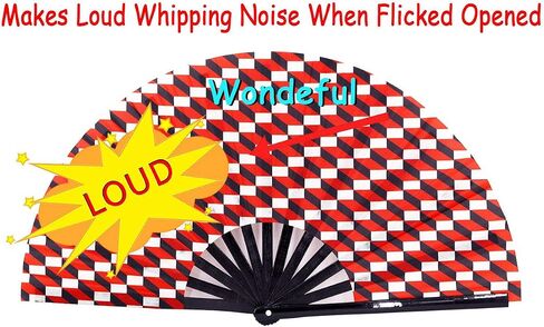 Amajiji Large Hand Folding Fans, 13 Inch Bamboo Rave Festival Folding Fan for Women and Men. Exquisite Design Hand Fan Rave Accessories for Decoration Gift Performance Party Dance (Abstract) in Kuwait